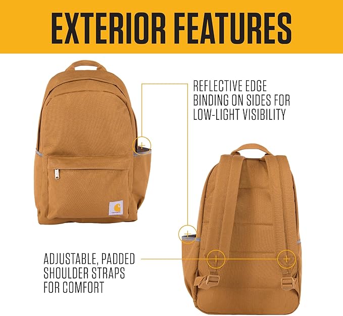 Carhartt Classic 21L Backpack Carhartt Brown | Classic Laptop, Water-Resistant Pack with 15 Laptop Sleeve and Organizational Compartments