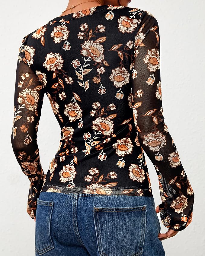 BTFBM Button Down Shirts for Women 2026 Fall Boho Tops V Neck Long Sleeve Blouses Ruched Mesh Fitted Fashion Clothing