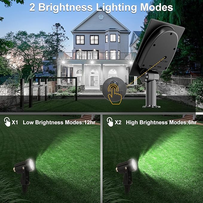 Solar Spot Lights Outdoor, 3-in-1 Garden Spotlights IP65 Waterproof 9.8ft Cable, 5W 4000mAh Separated Solar Panel, Auto On/Off for Tree Patio Yard Driveway Pathway Pool(Cold White 6000K)