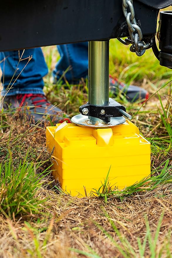 Camco RV Tongue Jack Stand - Distributes Your Trailer Weight Evenly - Compatible with 2-inch and 6-inch Diameter Tongue Jacks - Features a 3,500 lb. Weight Rating (44636)
