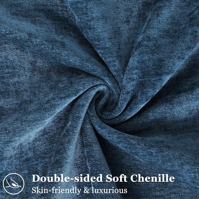 decorUhome Chenille Poseidon Velvet Throw Pillow Covers 22x22 Set of 2 | Fall Soft Euro Sham Couch Decorative Modern Farmhouse Pillow Cases with Elegant Design for Sofa Bed Living Room Home Decor