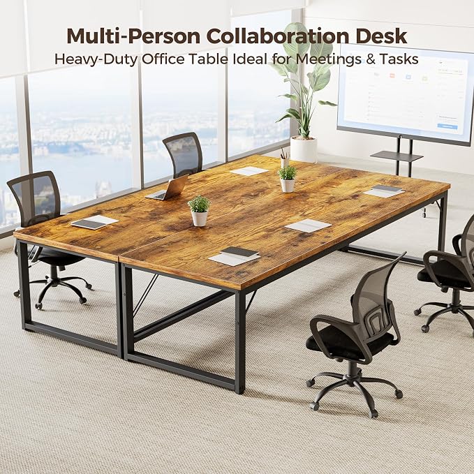 Mericonia 63x28 Inch Computer Desk, 1" Thick Large Office Table, Brown | Modern Simple Style, Heavy Duty Industrial Frame, Large Study & Writing Table for Home Bedroom Work