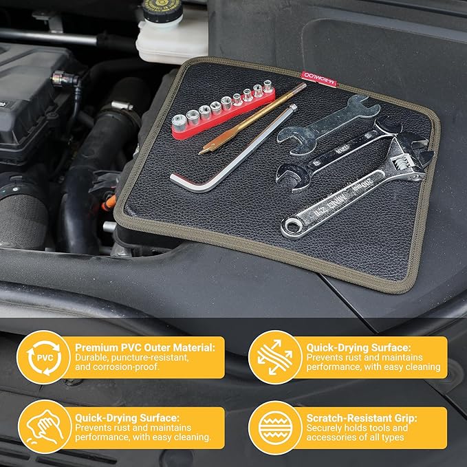 Magnetic Tool Mat Set, Mechanic's Magnetic Tray, Screw Mat & Garage Accessory 5pcs