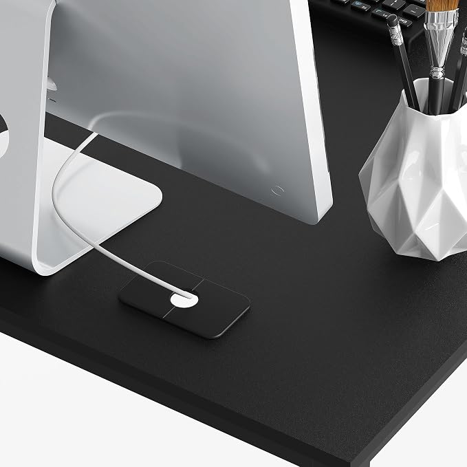 SHW Mission 55 x 60 L-Shape Home Office Computer Desk, Black | Reversible Desktop Design