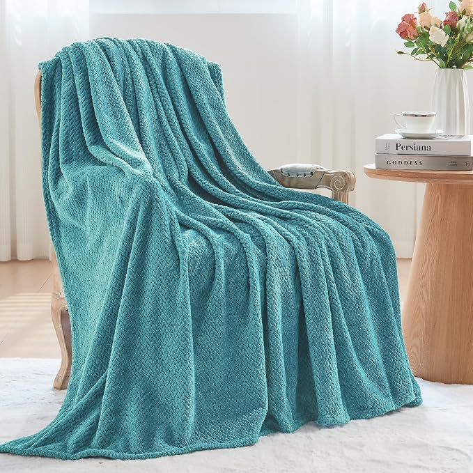 NEWCOSPLAY Fleece Leaves Pattern Queen Blanket, Dark Blue, 90"x90" | Super Soft Throw Blanket, Lightweight Cozy Bed Sofa Blanket, Premium Silky Flannel Fleece, Travel Blanket for All Season Use