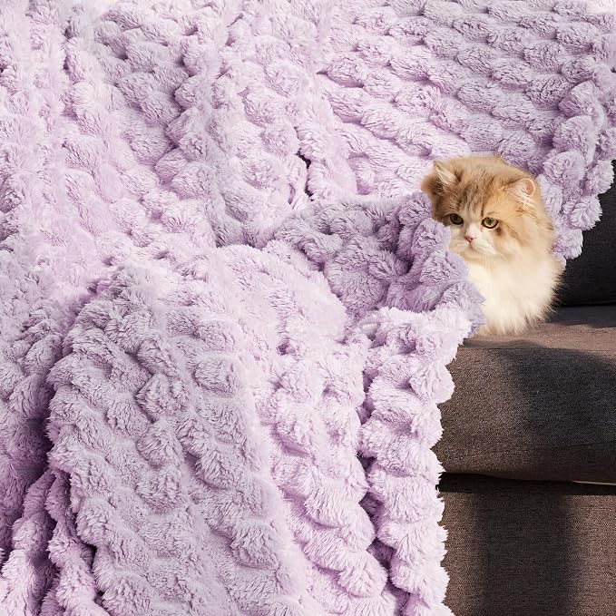 Whale Flotilla Soft Fleece Throw Blanket for Couch & Bed 3D Jacquard, Lilac | Super Cozy Lightweight Plush Fluffy Throw, Luxury Decorative All‑Season Couch Cover Blanket for Sofa & Office Chair, 50"x60"