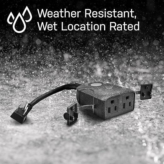 Feit Electric Smart Outdoor Plug, WiFi Waterproof Plug, 2 Grounded Sockets & TayMac MM410C Single Horizontal/Vertical Mount 1-Gang Weatherproof in-Use Electrical Outlet Cover, 2.75 in, Clear