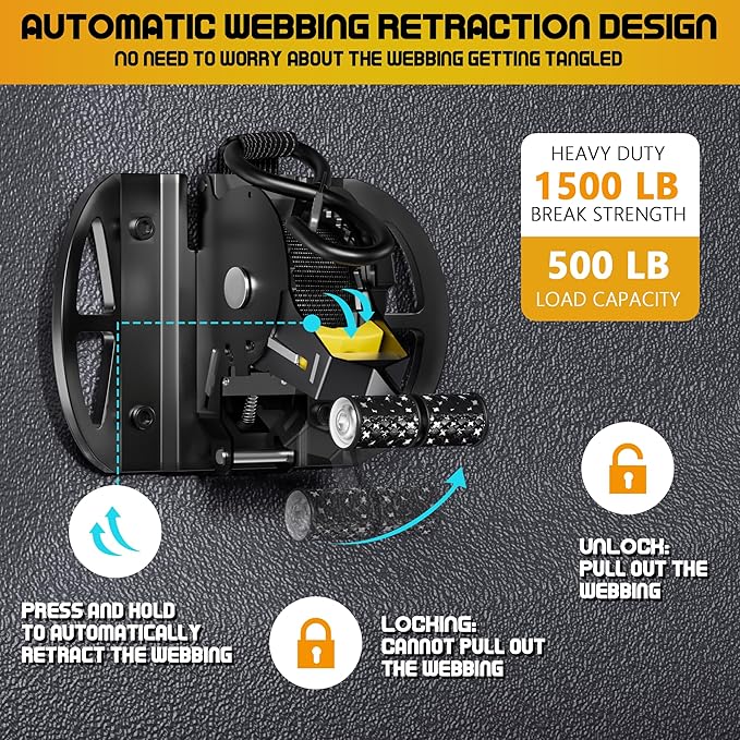4PCS Retractable Ratchet Straps,Compatible with 2015-2025 Ford F150 Auto Retract Securing Strap,Integral Retracting Tie Down Straps for F250/F350/F450/F550 Accessories Truck Bed Mounted Ratchet Straps