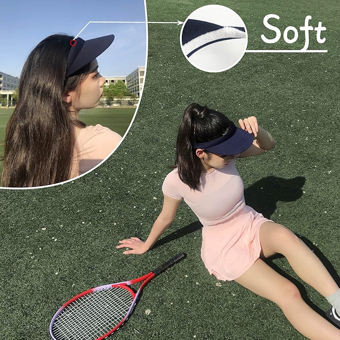 2 Pack Visor Women Men Sun Hat Clip On Visors Adjustable Sport Wide Brim Cap