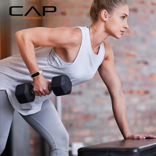CAP 50 lbs Coated Dumbbell Set with Tinted Silver Handles, 10LBx2, 15lbx2