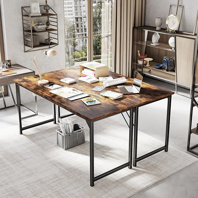 OLIXIS 63 Inch Computer Office Desk for Small Spaces, Writing Gaming Work Desk Modern Study Table with Storage Bag & Headphone Hook Home Bedroom, Rustic Brown | Computer Writing Workstation, Strong Metal Frame, Small Spaces Home Bedroom Dorm, Rustic Brown