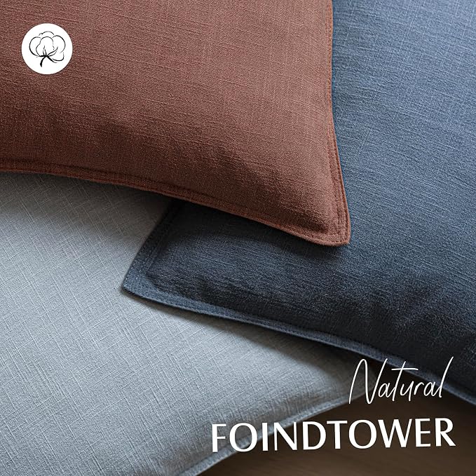 Foindtower Pack of 2, Decorative Linen Solid Throw Pillow Covers Soft Accent Euro Cushion Case Boho Farmhouse Pillowcase for Chair Couch Sofa Bedroom Living Room Home Decor 16 x 16 Inch Rust Red