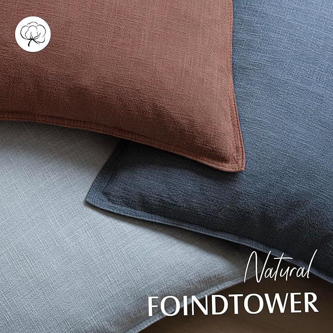 Foindtower Pack of 2, Decorative Linen Solid Throw Pillow Covers Soft Accent Euro Cushion Case Boho Farmhouse Pillowcase for Chair Couch Sofa Bedroom Living Room Home Decor 18 x 18 Inch Rust Red