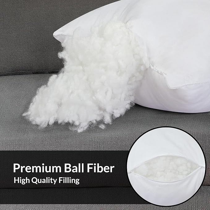 ROYALE LINENS 17 X 17 Pillow Insert - Down Alternative Throw Pillows Insert - Square Pillow Pack of 1 White - Bed & Couch Pillows - Inner Cushion for Bed, Cushion for Living Room - Shams Stuffer