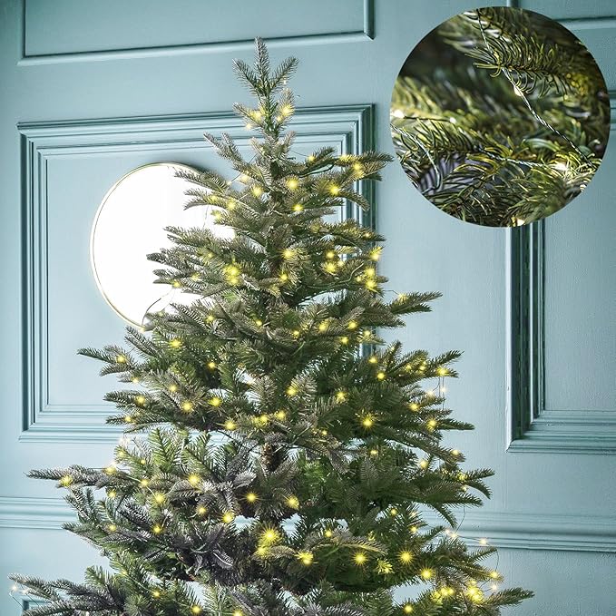 MASHANG Christmas Lights Battery String Lights 33FT 100 Micro LEDs Starry Lights Fairy Lights Firefly Lights with Dark Green Copper Wire for Christmas Tree, Wreath, DIY, Wedding, Holiday(Warm White)