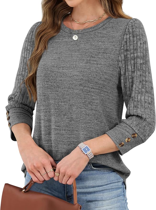 WIHOLL 3/4 Length Sleeve Womens Tops Sweaters Shirts Lightweight Spring Outfits 2026 Winter Clothing S-2XL