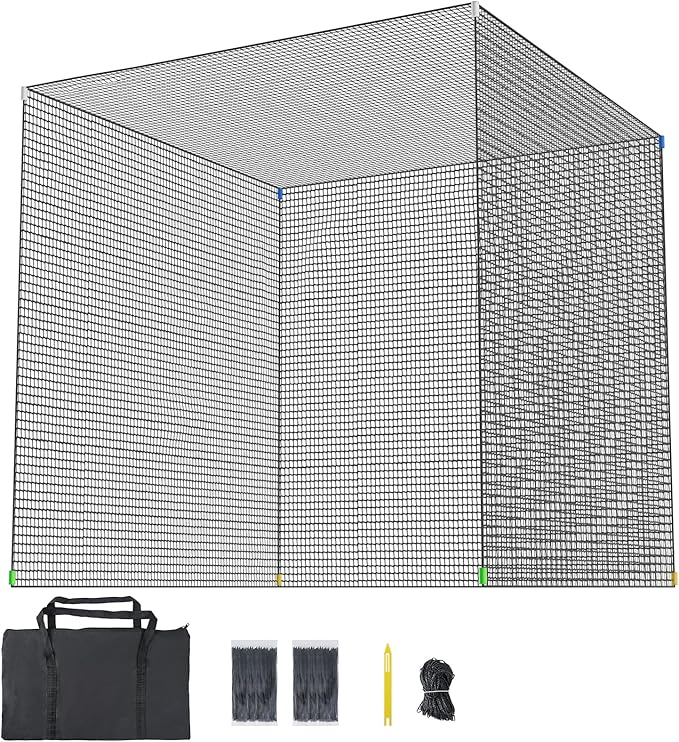 aikeec Golf Practice Hitting Net: 10 x10x 10 Ft Batting Cage Netting with Polyester Mesh, Roped Edges -for Backyard Driving, Garage, Indoor/Outdoor, Golf Simulator (Frame Not Included)