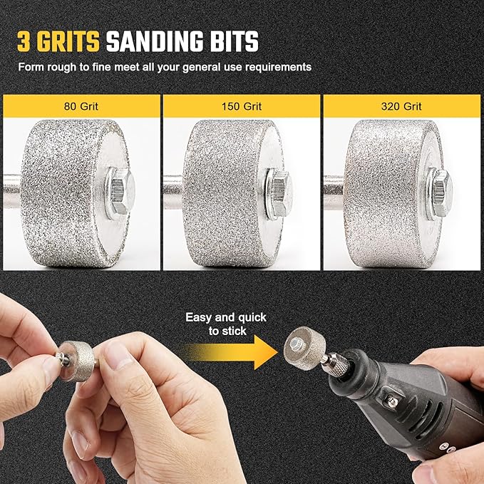 Sanding Bits for Dremel Rotary Tool竊똆rinding Stone Diamond Sanding Drill Bits with 1/8" Shank - Gift for Craft Lovers - 320 Grit 1 Pack