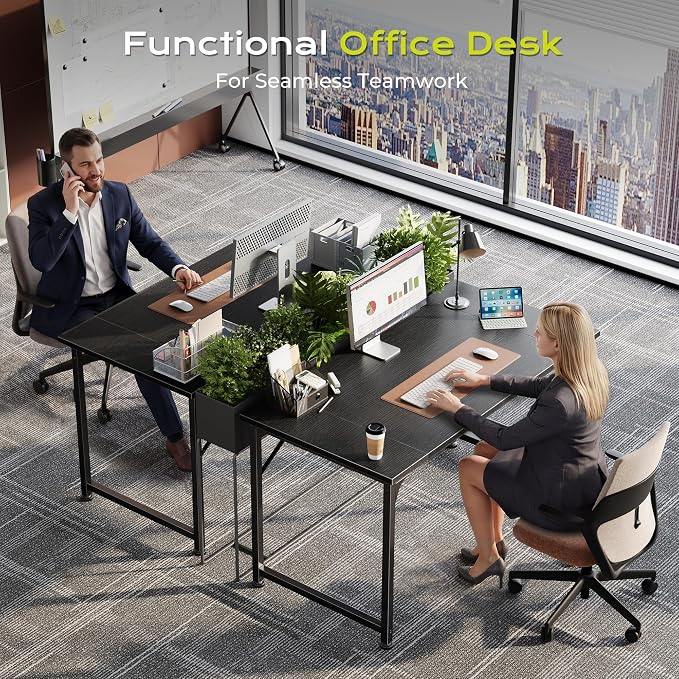 PRAISUN 40 Inch Computer Desk, Home Office Desk with Spacious Desktop, Black