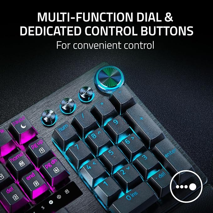 Razer Huntsman V3 Pro Esports Gaming Keyboard, Black | Analog Optical Switches, Snap Tap, Rapid Trigger, Adjustable Actuation, Media Keys & Dial, Doubleshot PBT Keycaps, Wrist Rest