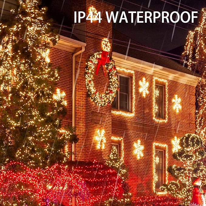 Dazzle Bright 2 Pack Total 400LED 132FT Warm White Christmas Solar String Outdoor Lights, Solar Powered with 8 Modes Waterproof Fairy Lights for Bedroom Patio Garden Tree Party Yard Decoration