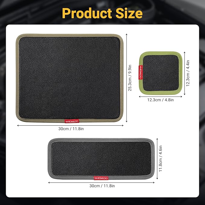 Magnetic Tool Mat Set, Mechanic's Magnetic Tray, Screw Mat & Garage Accessory 3pcs