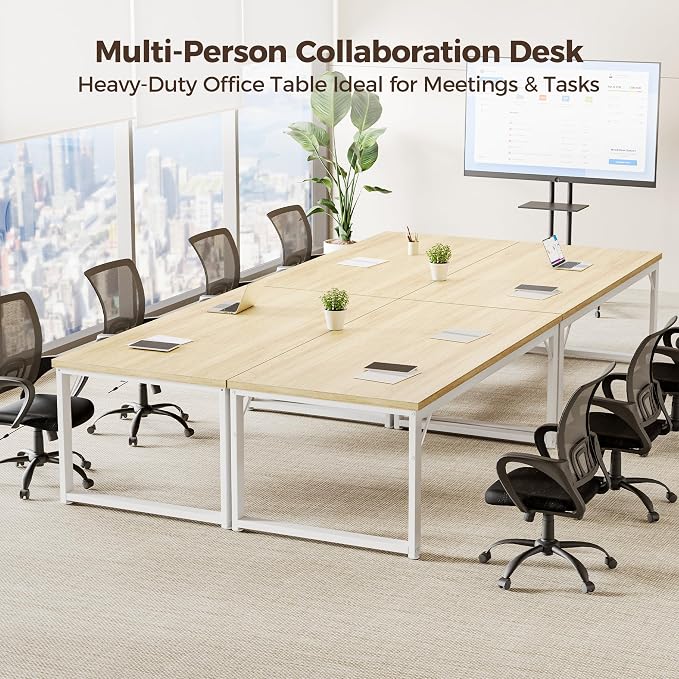 Mericonia 54 Inch Computer Desk, 1" Thick Large Office Table, Oak | Modern Simple Style, Heavy Duty Industrial Frame, Large Study & Writing Table for Home Bedroom Work