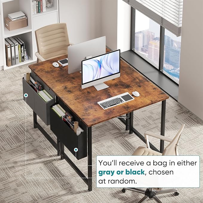 OLIXIS Small Computer Desk, 31 Inch Gaming Desks for Home Office | Writing Study Craft Work Table, Computer Workstation for Bedroom Small Spaces with Storage Bag, Rustic Brown