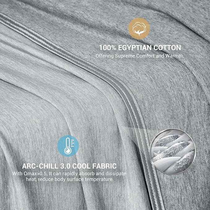 Elegear Arc-Chill 3.0 Cooling Blankets for Hot Sleepers, Throw Size, Grey | Q-Max>0.5 Cooling Fabric, Absorbs Heat to Keep Body Cool, Breathable Summer Blankets for Night Sweats & Menopause, 51"x67"