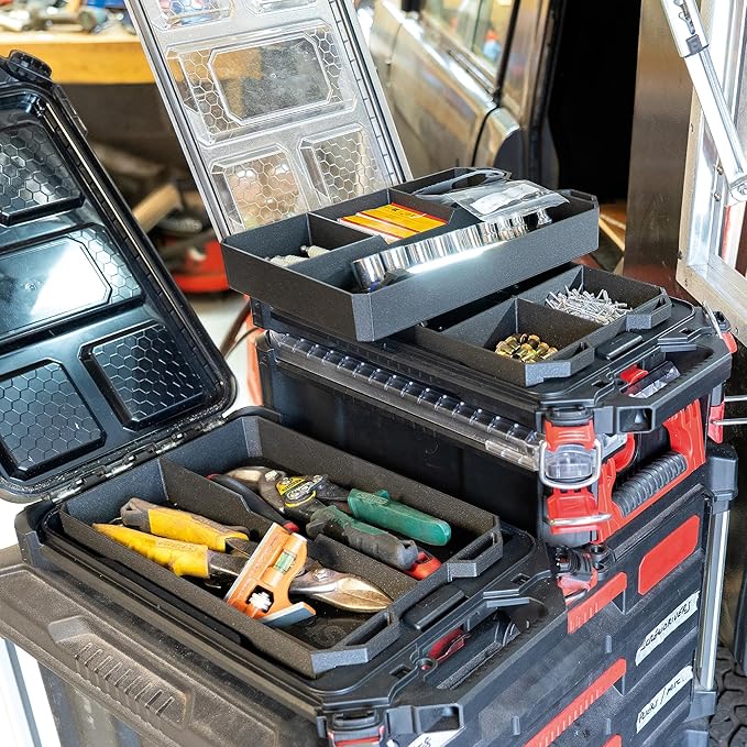 StealthMounts Open PacTray | ABS Tool Tray Compatible with Milwaukee PACKOUT | Organiser for Tools, Nuts & Bolts | Workshop, Garage & Van Storage | Made in The UK