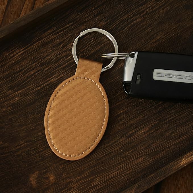 LaserGram Oval Keychain, Golf Ball, Personalized Engraving Included (Carbon Fiber Bronze)