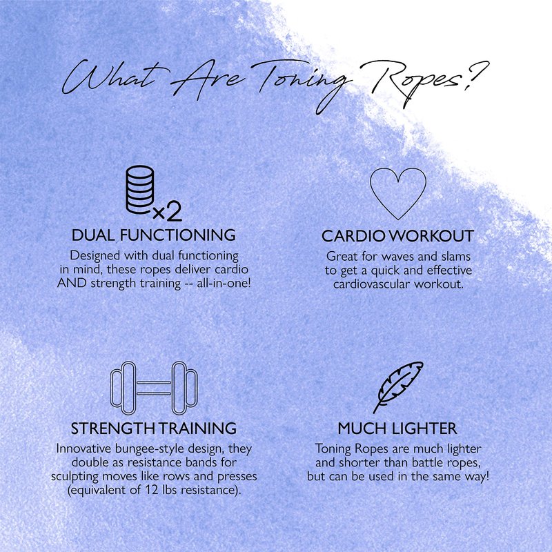 Tone It Up Toning Ropes I Bungee Bands for Arm Strength Training & Full Body Cardio Home Workouts, Travel Resistance Bands