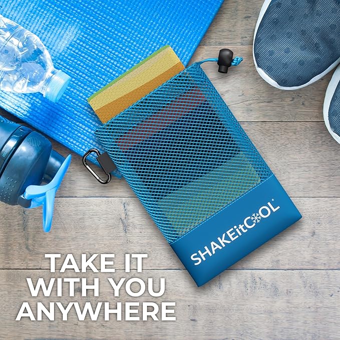 SHAKEitCOOL Extended Size Cooling Towel – Be Cool in Style - Heat Relief, Soft, Lightweight, Sun Protection, Easy Clean - Perfect for Biking, Hiking, Running, Yoga, Golf, Gardening - Sunset Wave M