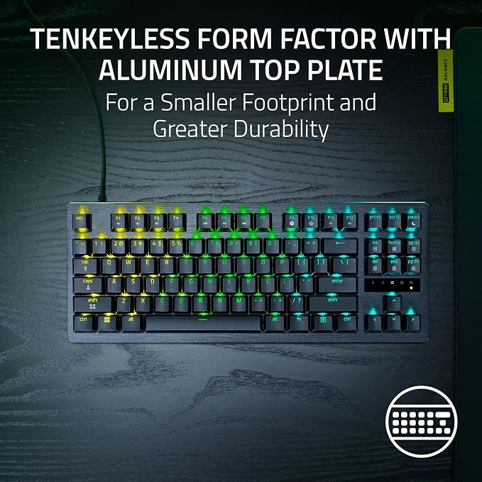 Razer Huntsman V3 TKL 8KHz Analog Optical Esports Gaming Keyboard, Black | Analog Optical Switches Gen 2 with Rapid Trigger, Adjustable Actuation, Snap Tap, PBT Keycaps, True 8000hz Polling Rate