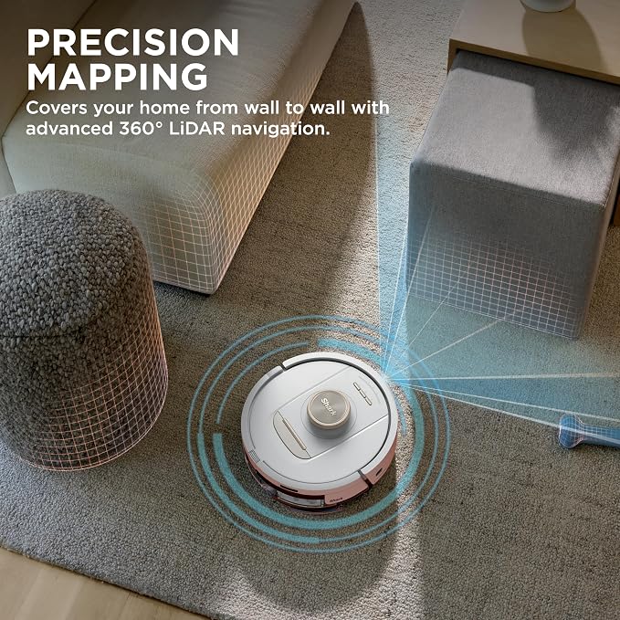 Shark Stratos 2-in-1 Robot Vacuum & Mop with 25+ Hands-Free Features & NeverTouch Self-Cleaning Base, Precision Mapping, Autolift Technology, HEPA Filtration, Edge Detect, White, RV2720ZE