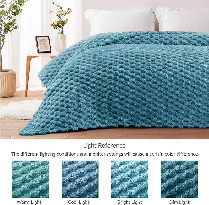 Whale Flotilla Soft Fleece Queen Size Bed Blanket 3D Jacquard, Slate Blue | Lightweight Breathable Coverlet Bedspread for All Seasons, Super Cozy Plush Fluffy Fuzzy Decorative Blanket for Bed, 90"x90"