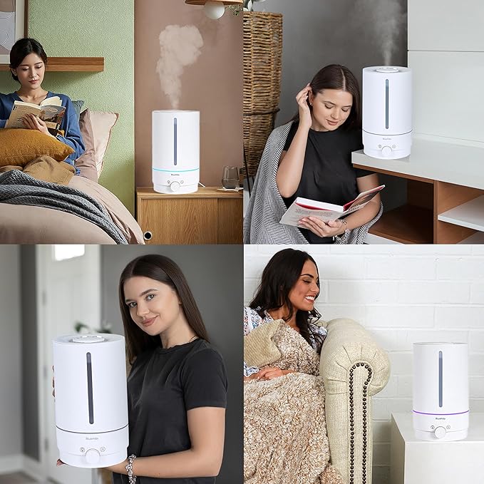 BlueHills Premium Set of Two Large 5000 ML XL and 3000 ML Essential Oil Diffusers Humidifier Combo for Large Room Home with Décor LED Lights Great Gift – Value Pack of White and Dark Wood Grain