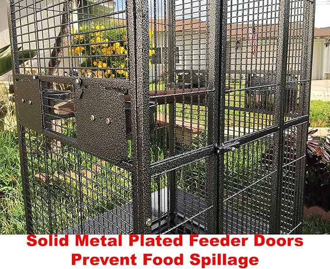 Extra Large 28" x 22" x 65"H Double Ladders Open Play Top Wrought Iron Bird Parrot Parttot Finch Macaw Cockatoo Cage, Include Seed Guard and Toy Hook