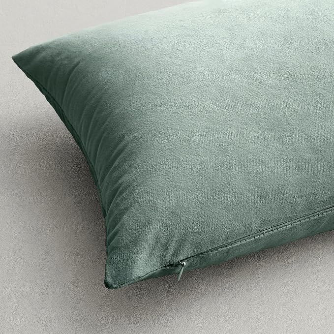 MIULEE Velvet Throw Pillow Covers 18x18 Inch Pack of 2 Aqua Haze | Soft Solid Decorative Pillow Covers, Modern Luxury Home Decor, for Couch Chair Sofa Bedroom Livingroom
