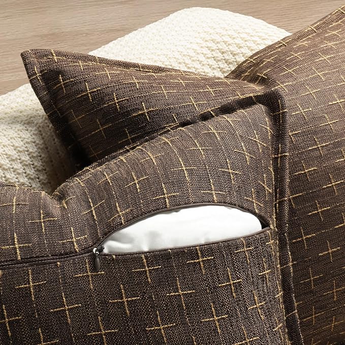 Pillow Covers 20x20 Set of 2 Soft Polyester Textured Pillow Covers with Stylish Flange Edge Cozy Farmhouse Throw Pillows for Couch Bed Sofa Living Room