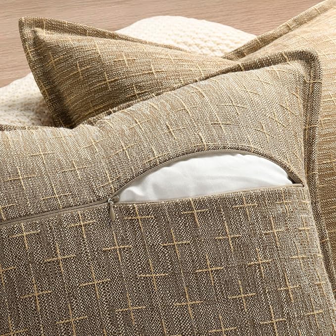 Pillow Covers 26x26 Set of 2 Soft Polyester Textured Pillow Covers with Stylish Flange Edge Cozy Farmhouse Throw Pillows for Couch Bed Sofa Living Room