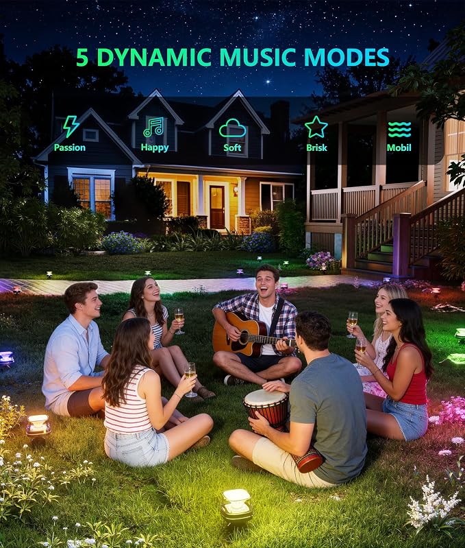 DeckTok 50ft Smart RGBCW LED Outdoor Ground Lights IP67 Waterproof 15 Pack | 100LM Pathway Lights Work with Alexa Google Assistant, Landscape Lighting for Path Yard Lawn Patio Pool Fence & Party Decor