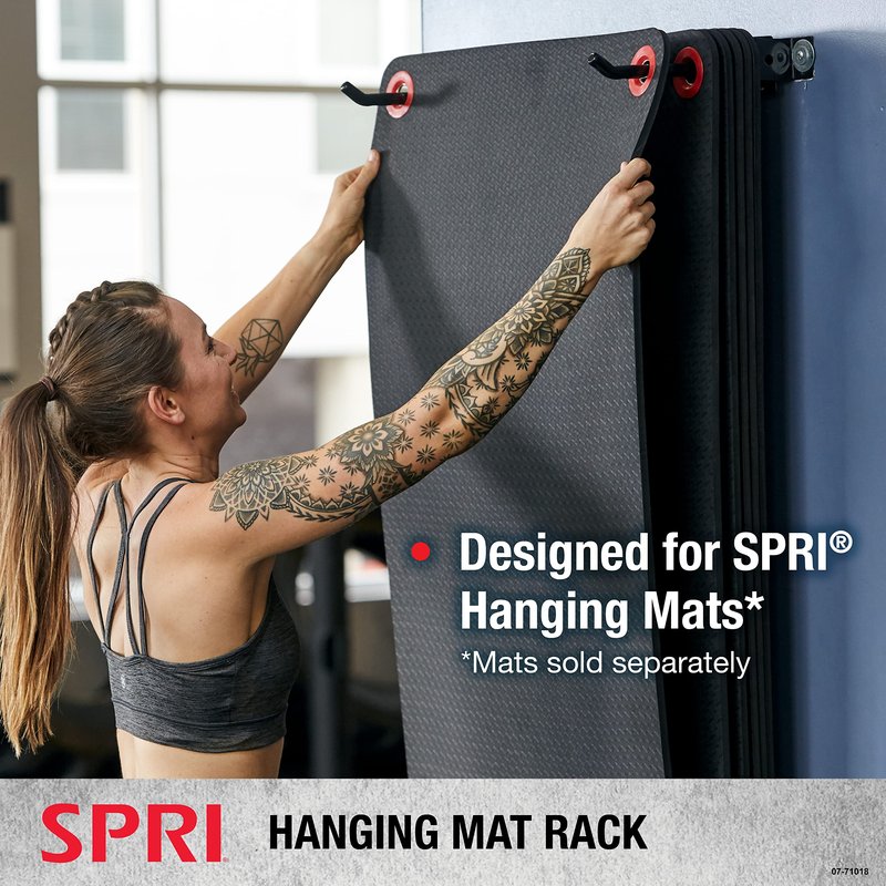 SPRI Wall-Mounted Rack for Hanging Exercise Mats, Black
