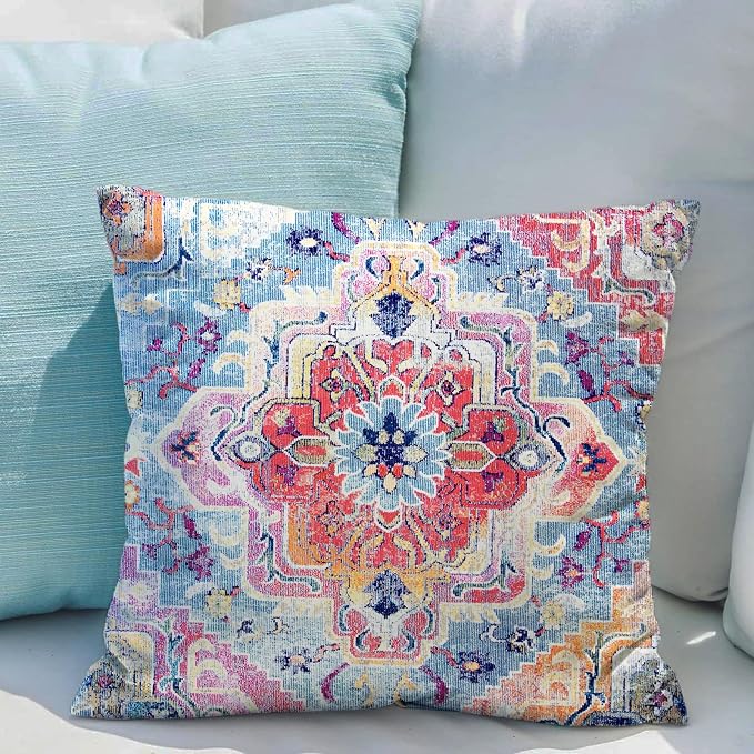 Snycler Antique Boho Hereke Rug Print Boho Throw Pillow Cover 24x24 Inch Set of 2 Double Sided Decorative Soft Throw Pillow Case Cushion Case for Home Decor Living Room Bed Couch Car