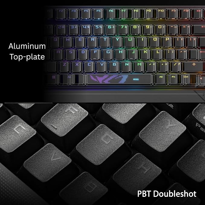 ASUS ROG Strix Scope II 96 Wireless Mechanical Gaming Keyboard – 96% Full-Size, Tri-Mode Connectivity, Hot Swappable Pre-lubed ROG NX Snow Linear Switches, PBT Keycaps, RGB, PC/Mac Support-Black