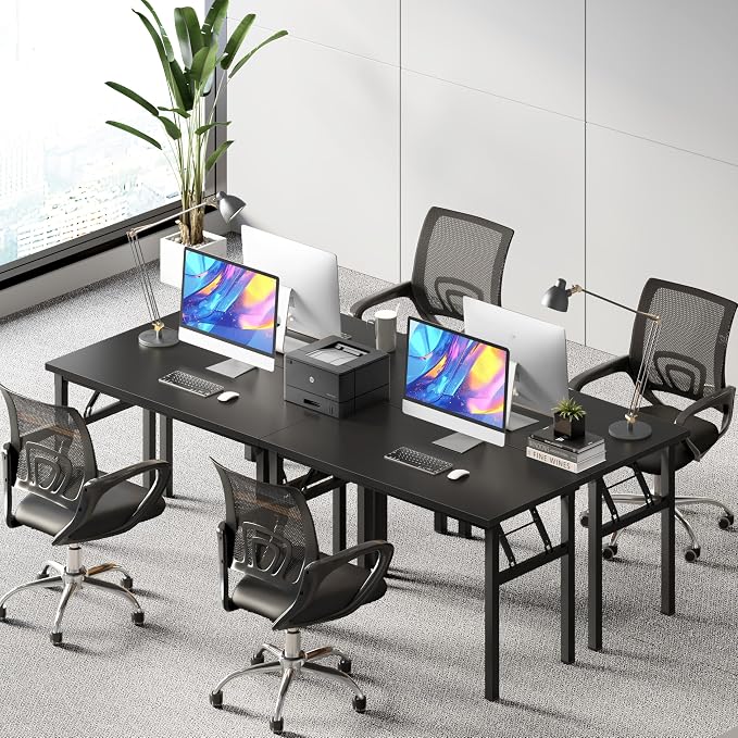 Need Office Computer Desk 47.2x23.6 in Sturdy Folding Laptop Table Black | Black Frame Writing Gaming Work Table/Foldable Home Office Desk/Sewing Table, No Assembly Required