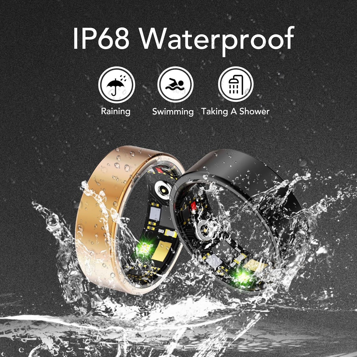 Skiennix Smart Health Ring - Fitness Tracker for Men & Women | Yellow, Size 10