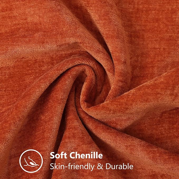 decorUhome Soft Chenille Throw Pillow Covers 22x22 Set of 2 Rust | Fall Textured Decorative Throw Pillow Cases Stitched Edge Modern Farmhouse Luxury Boho Velvet for Couch Sofa Bed Home Decor