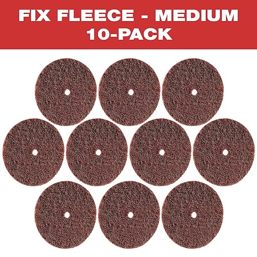 CS Unitec 80651 FIX Fleece (Nonwoven) Disc for The FIX Hook and Loop System, 6" Diameter, Medium (Red) (Pack of 10)