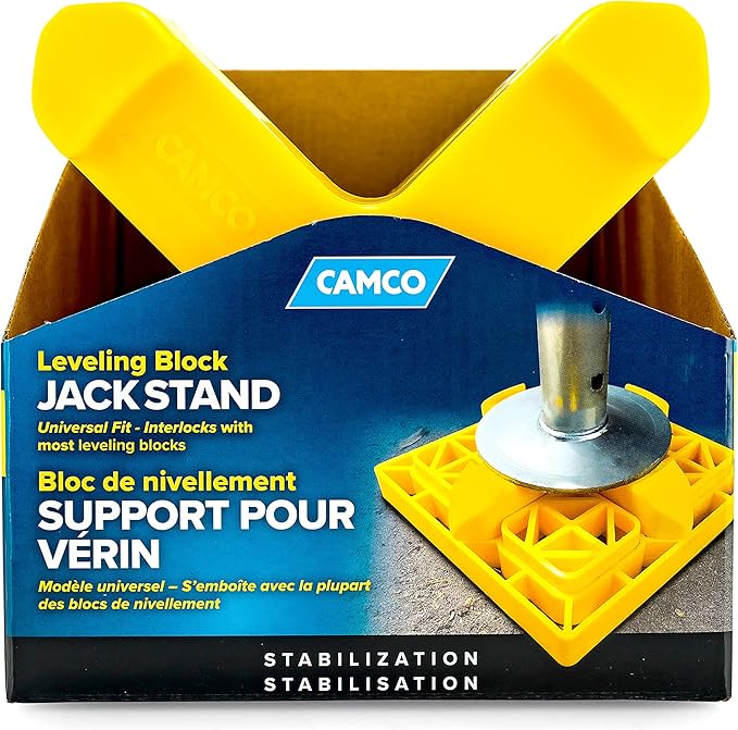 Camco RV Tongue Jack Stand - Distributes Your Trailer Weight Evenly - Compatible with 2-inch and 6-inch Diameter Tongue Jacks - Features a 3,500 lb. Weight Rating (44636)